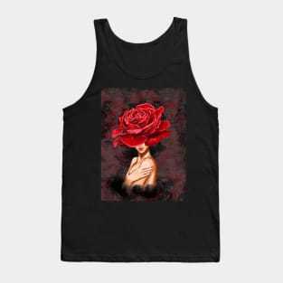 Girl with a big red rose on her head Tank Top